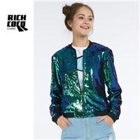 Must-have Casual Vogue Slimming Long Sleeves Sequined Fall Top Coat Baseball Jacket - Bonny YZOZO Bo