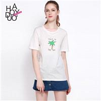 Oversized Vogue Fresh Printed Coconut Trees Short Sleeves T-shirt - Bonny YZOZO Boutique Store