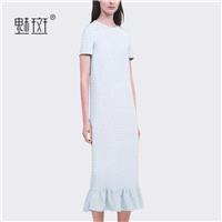 In summer 2017 new long skirts with small fresh temperament wave slim short sleeve dress women - Bon