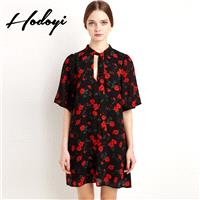Ladies summer dress new style floral chiffon dress long sweet clean short sleeve floral print skirt