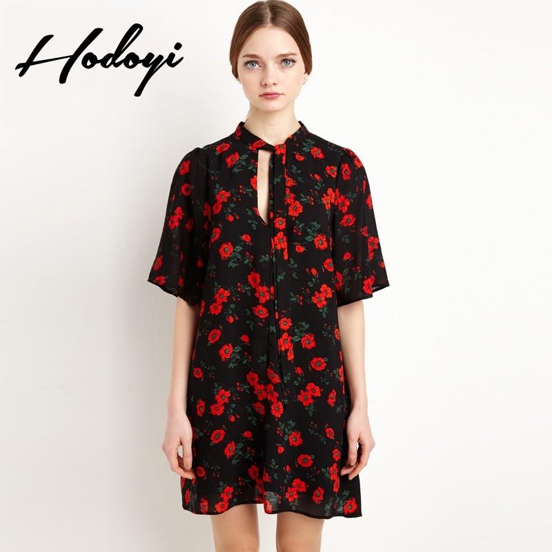 My Stuff, Ladies summer dress new style floral chiffon dress long sweet clean short sleeve floral pr