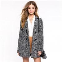 Must-have Vogue Slimming Polo Collar Double Breasted Wool 9/10 Sleeves Overcoat Coat - Bonny YZOZO B