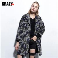 Army Coccoon Shaped Wool Leopard Overcoat Coat - Bonny YZOZO Boutique Store