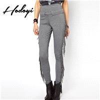 Must-have Vogue Fringe Slimming Accessories One Color Fall Casual Tight Long Trouser - Bonny YZOZO B