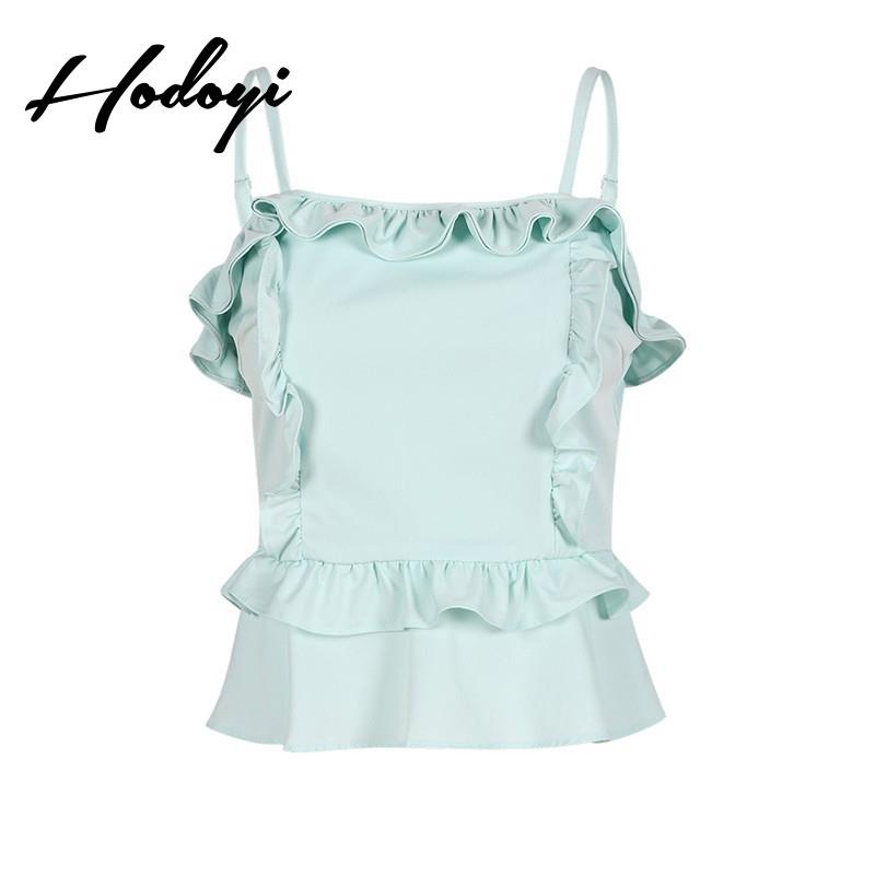 My Stuff, Must-have Vogue Sexy Sweet Open Back Ruffle Slimming Agaric Fold Multi Layered One Color F