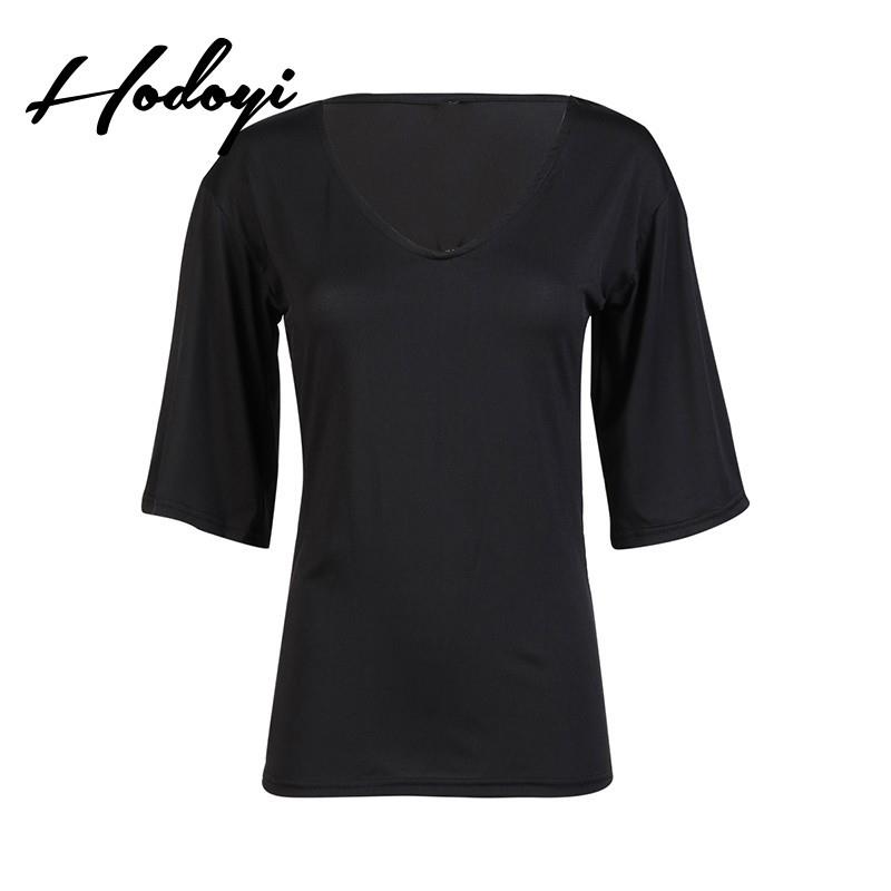 My Stuff, Must-have Oversized Vogue Simple Slimming 1/2 Sleeves One Color Summer T-shirt - Bonny YZO