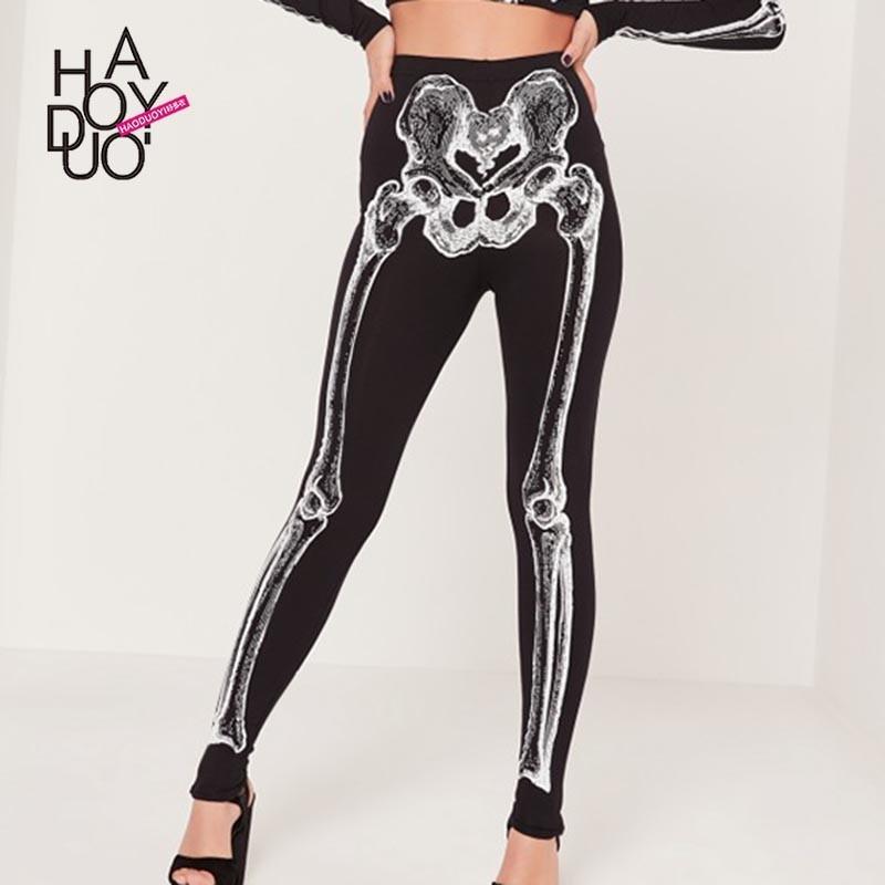 My Stuff, Vogue Printed Slimming Skull Summer Edgy Casual Trouser - Bonny YZOZO Boutique Store