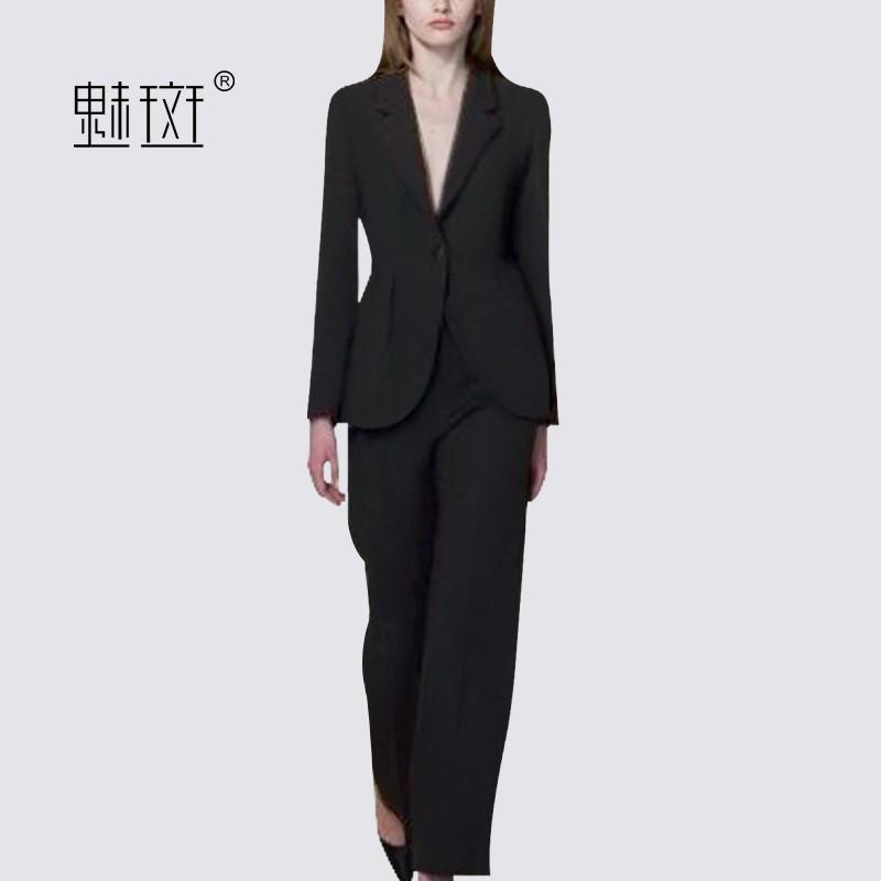 My Stuff, 2017 autumn winter New Women's suit collar long sleeve career fitted two-piece fashion sui