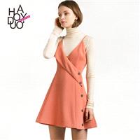 Sexy Sweet Attractive V-neck Accessories Fall Buttons Strappy Top Dress - Bonny YZOZO Boutique Store