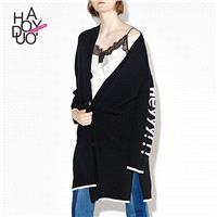 2017 spring new Vogue single breasted letter print Long Coat cardigan - Bonny YZOZO Boutique Store