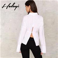 Office Wear Vogue Split Lace Up Spring 9/10 Sleeves Blouse - Bonny YZOZO Boutique Store