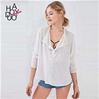 Must-have Oversized Vogue Sexy Simple Ruffle Long Sleeves Summer Blouse - Bonny YZOZO Boutique Store