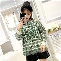Must-have Oversized Vogue Fringe Jacquard Fall Knitted Sweater Sweater - Bonny YZOZO Boutique Store