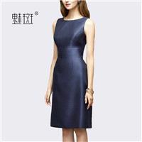 2017 summer new fashion sleeveless round neck slim casual solid professional career women dresses -
