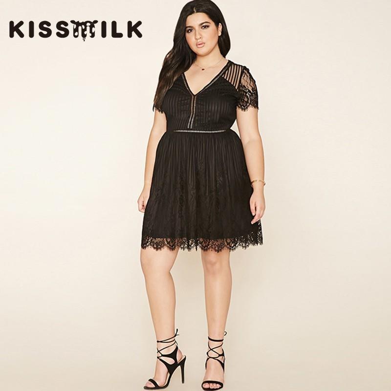 My Stuff, Hollow Out Slimming Plus Size V-neck Lace Black Dress - Bonny YZOZO Boutique Store