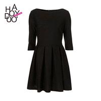 Elegance black cropped sleeves slim Hepburn wind a-dress size 6 - Bonny YZOZO Boutique Store