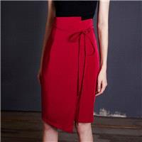 Elegant Simple Asymmetrical Attractive Slimming Sheath High Waisted Tie Midi Dress Skirt - Bonny YZO