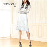 Embroidery High Waisted White It Girl 9/10 Sleeves Lace Formal Wear Dress - Bonny YZOZO Boutique Sto
