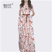 Attractive Printed Curvy Plus Size Trail Dress Summer Casual Short Sleeves Dress - Bonny YZOZO Bouti