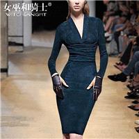 Vogue Attractive Slimming V-neck High Waisted It Girl Fall 9/10 Sleeves Midi Dress Dress - Bonny YZO