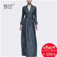 Slimming V-neck Trail Dress High Waisted Over Knee 9/10 Sleeves Dress - Bonny YZOZO Boutique Store
