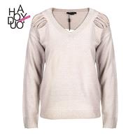 Vogue Torn Up Long Sleeves One Color Sweater - Bonny YZOZO Boutique Store