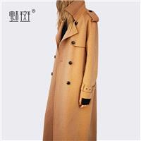 Oversized Column Double Breasted Wool Over Knee Wool Coat Overcoat - Bonny YZOZO Boutique Store