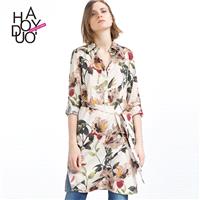 2017 new stylish country style floral print side slits in the summer shirt dress lace dresses - Bonn