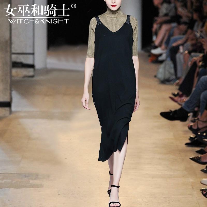 My Stuff, Vogue Attractive V-neck Sleeveless Jersey Wool Black Strappy Top Dress - Bonny YZOZO Bouti
